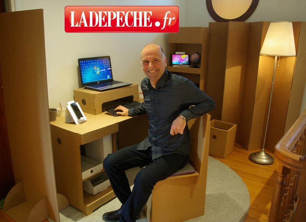 bureau en carton Modularche télétravailler DEPECHE