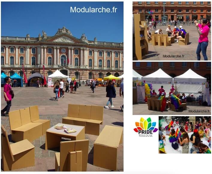 Festival PRIDE - mobilier Modularche CAPITOLE marche des fiertés de la PRIDE Toulouse
